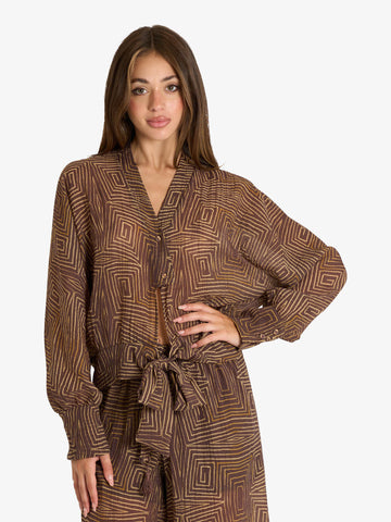 SOUVENIR camicia donna marrone lyocell