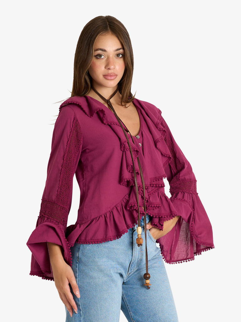 SOUVENIR camicia donna rosso cotone