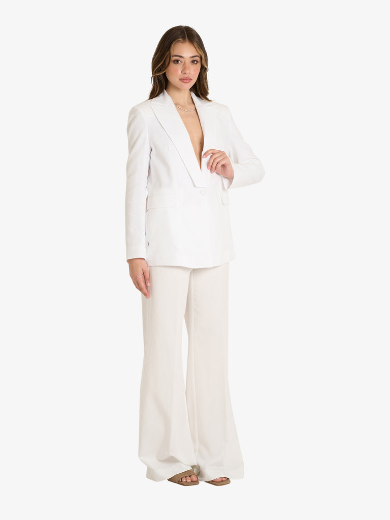 SOUVENIR pantaloni donna panna viscosa vita normale