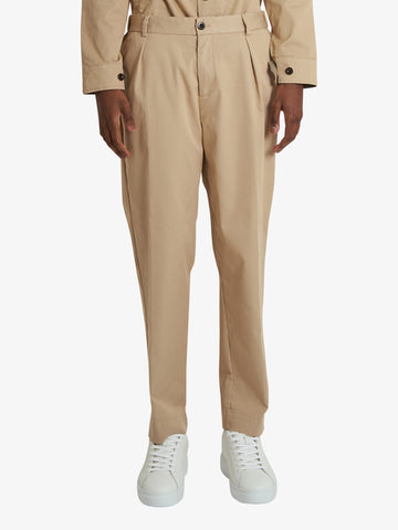 SSEINSE pantaloni elastico in vita uomo beige cotone