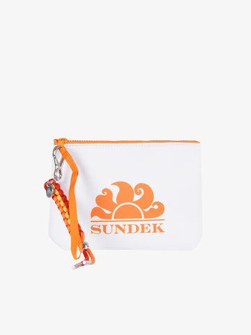 SUNDEK pochette piccola con logo gomma bianco