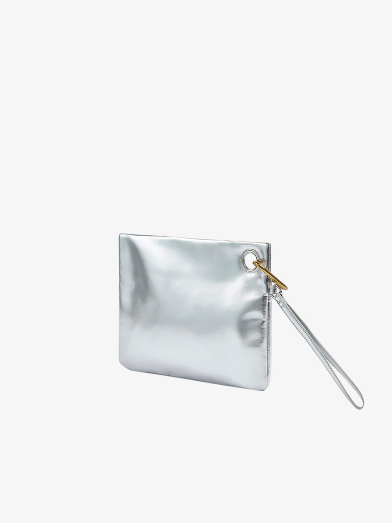 SUNDEK pochette donna laminated clutch poliuretano grigio