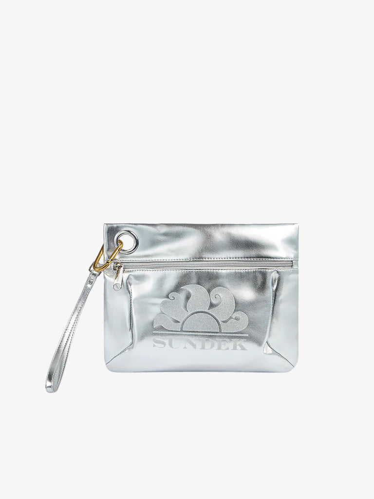 SUNDEK pochette donna laminated clutch poliuretano grigio