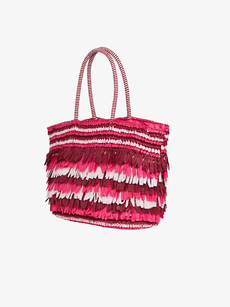 SUNDEK borse a mano doppio manico paglia rosa