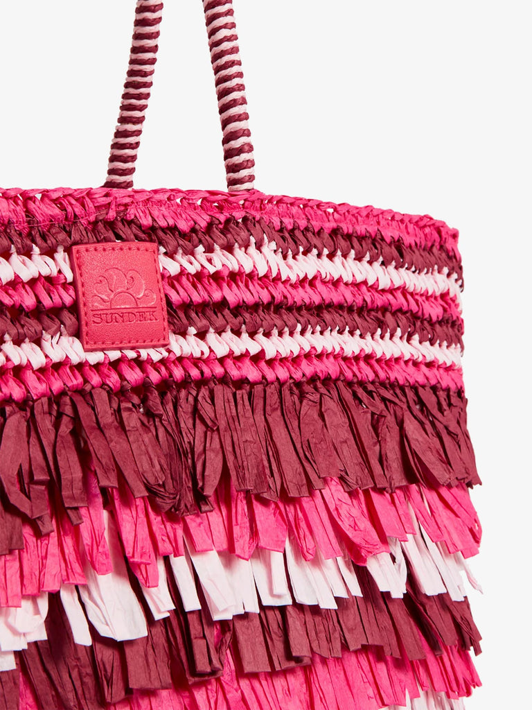 SUNDEK borse a mano doppio manico paglia rosa
