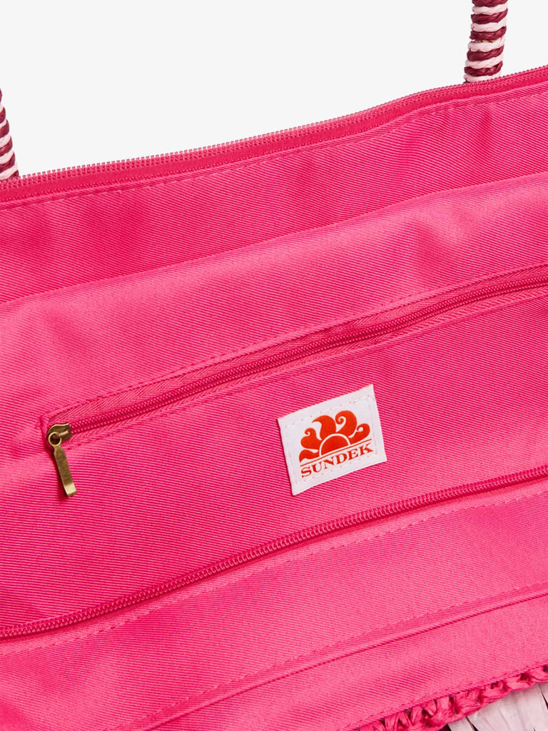SUNDEK borse a mano doppio manico paglia rosa