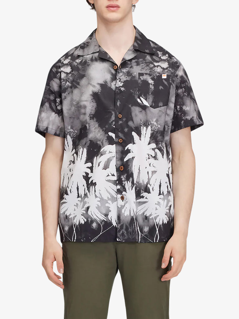 SUNDEK camicie printed uomo nero cotone