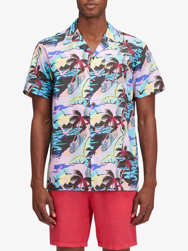 SUNDEK camicie printed uomo viola cotone