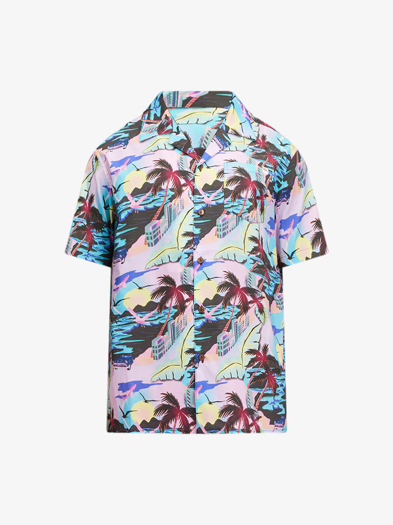 SUNDEK camicie printed uomo viola cotone