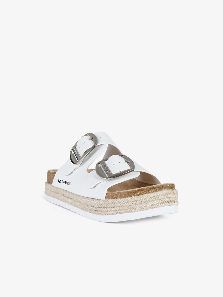 SUPERGA ciabatte donna punta a mandorla sintetico bianco
