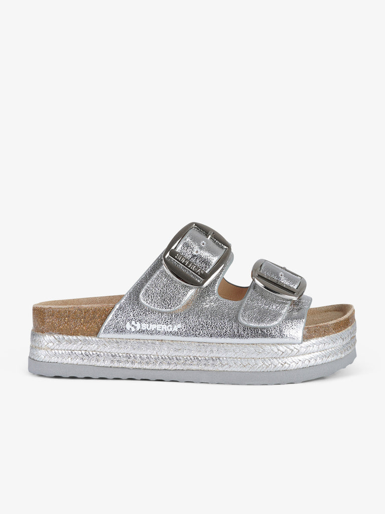 SUPERGA ciabatte donna punta a mandorla sintetico argento