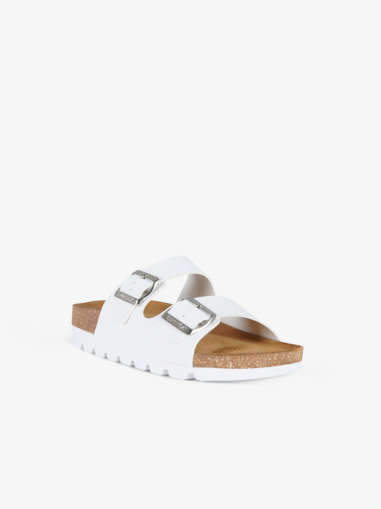 SUPERGA ciabatte donna punta a mandorla sintetico bianco