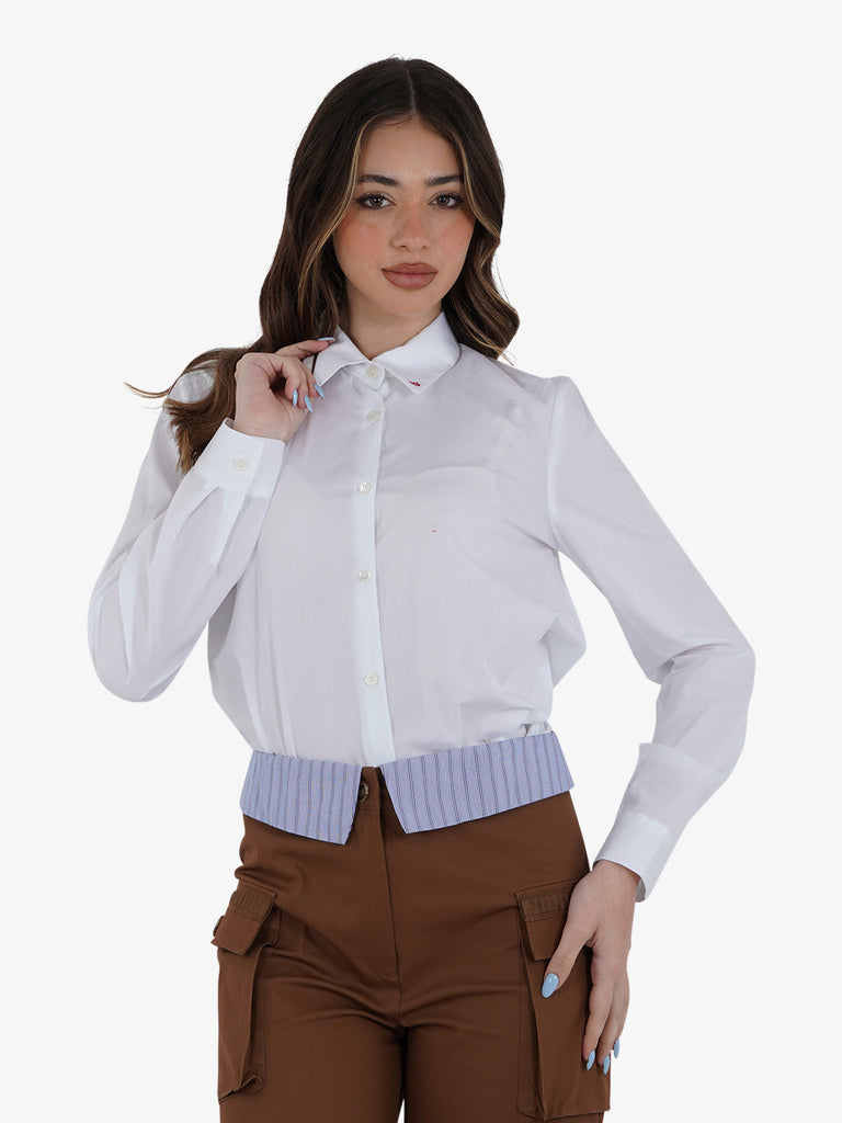 VICOLO Camicia Donna Bianco Cotone con bottone