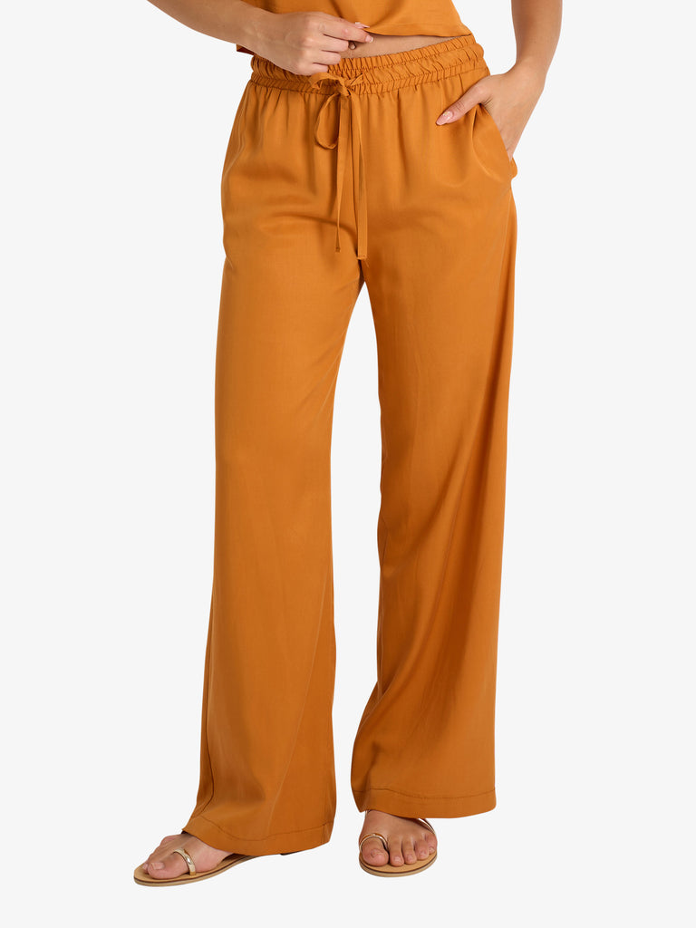 VICOLO pantalone ampio fluido donna arancione lyocell