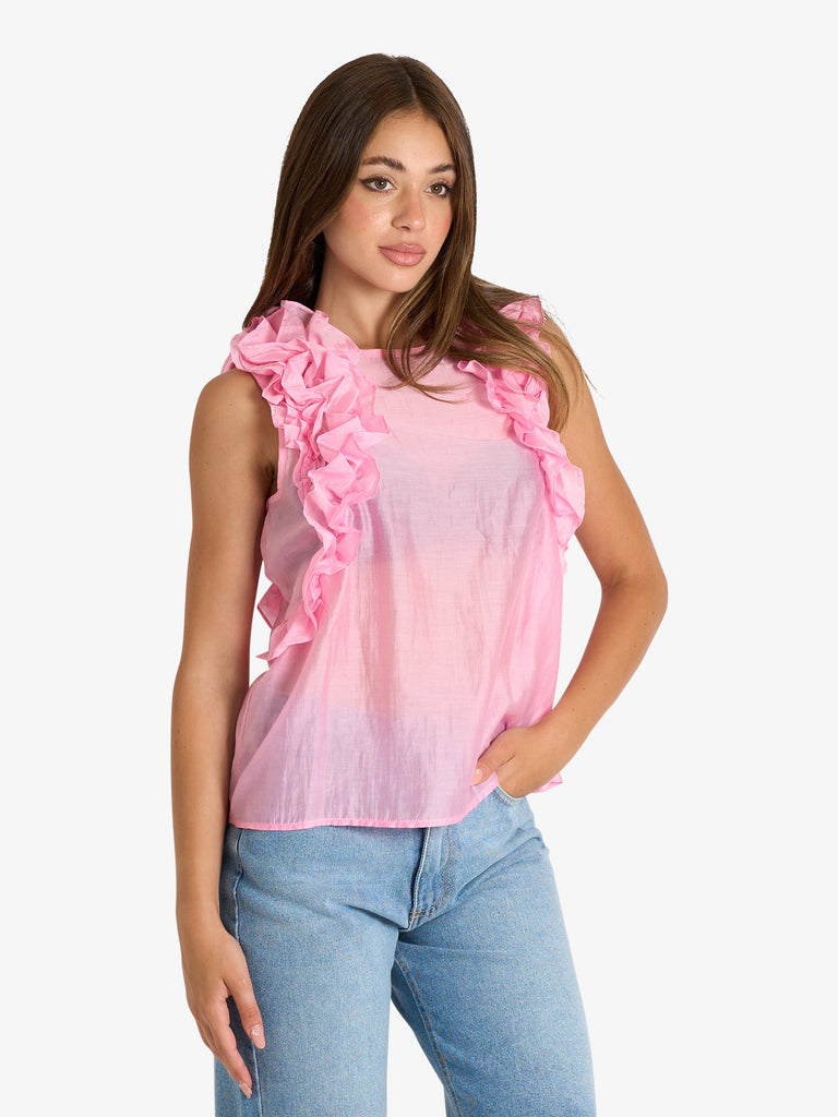 VICOLO camicia donna rosa lyocell