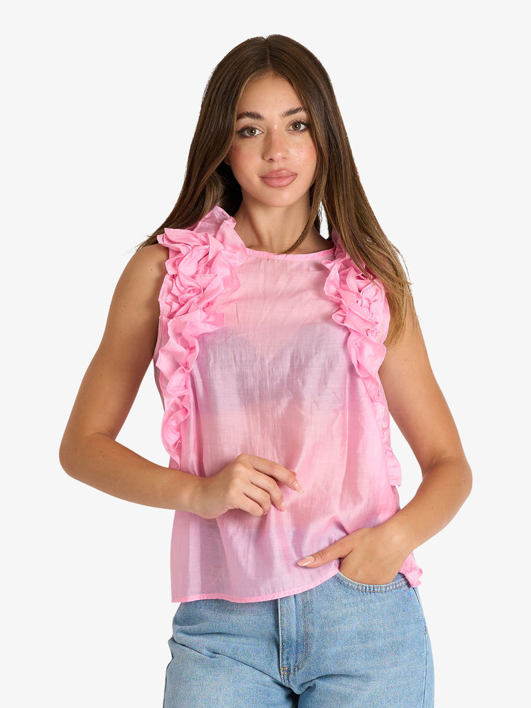 VICOLO camicia donna rosa lyocell