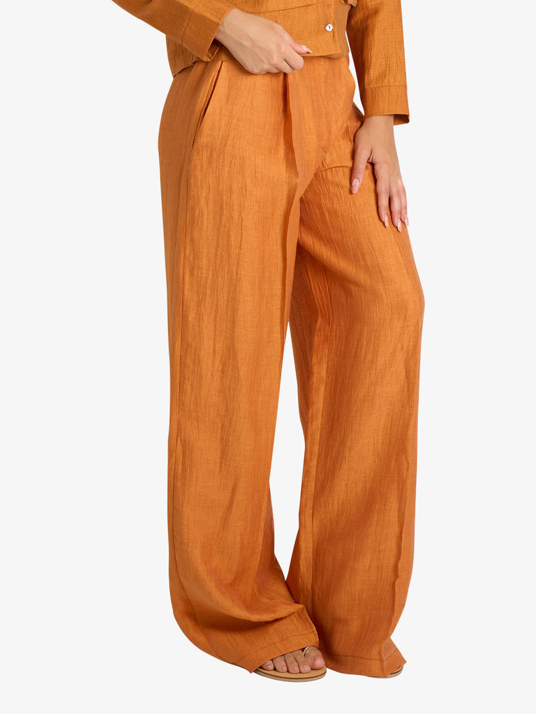 VICOLO pantalone palazzo donna arancione lino