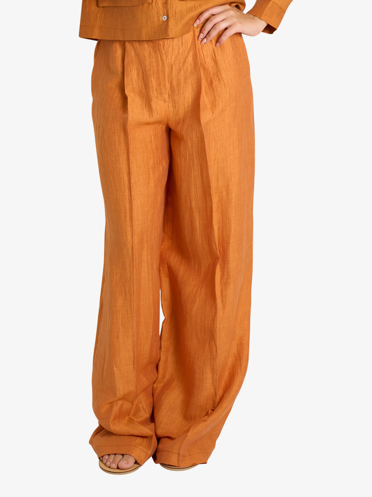 VICOLO pantalone palazzo donna arancione lino