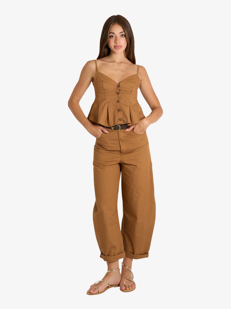 VICOLO camicia donna marrone cotone