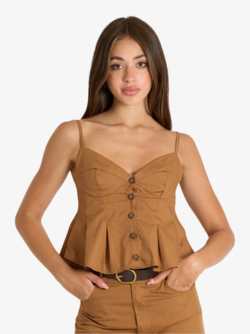 VICOLO camicia donna marrone cotone