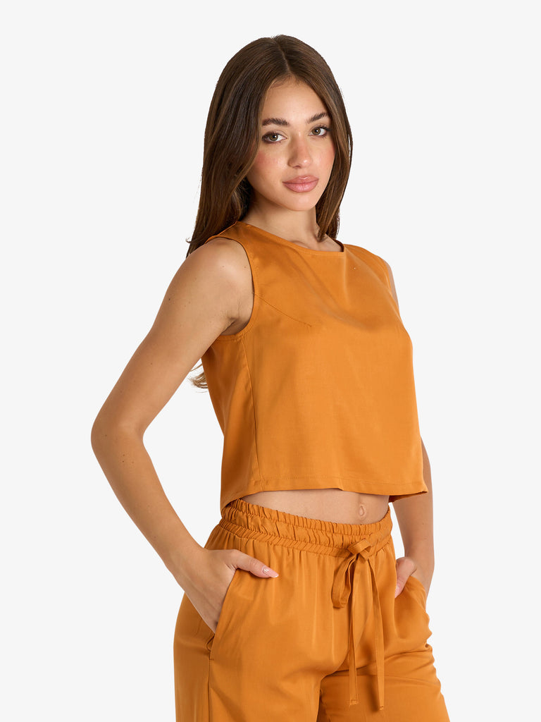 VICOLO top con bottoncini donna arancione lyocell