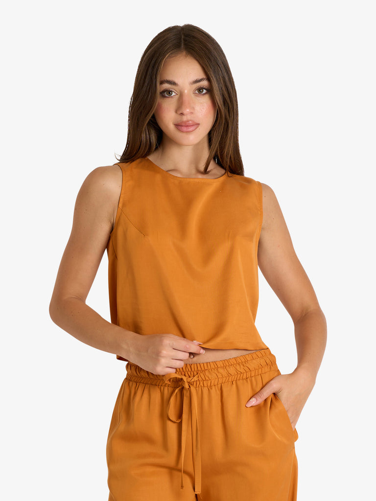 VICOLO top con bottoncini donna arancione lyocell