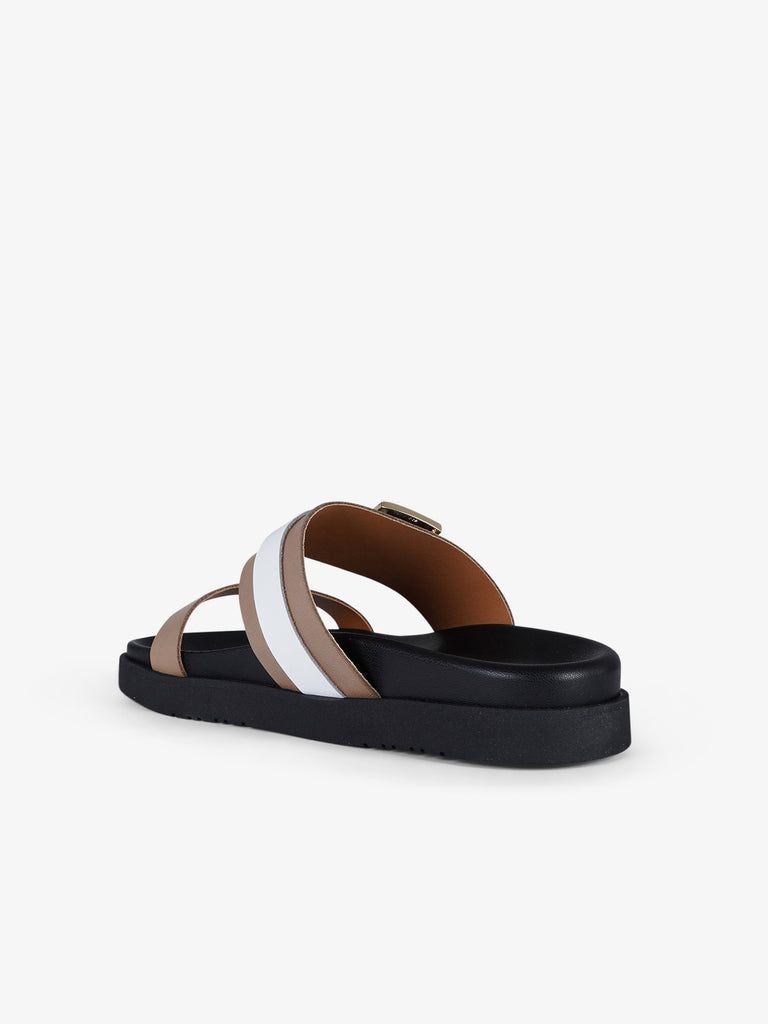 VINCENT VEGA sandali bassi donna fb-aik pelle beige