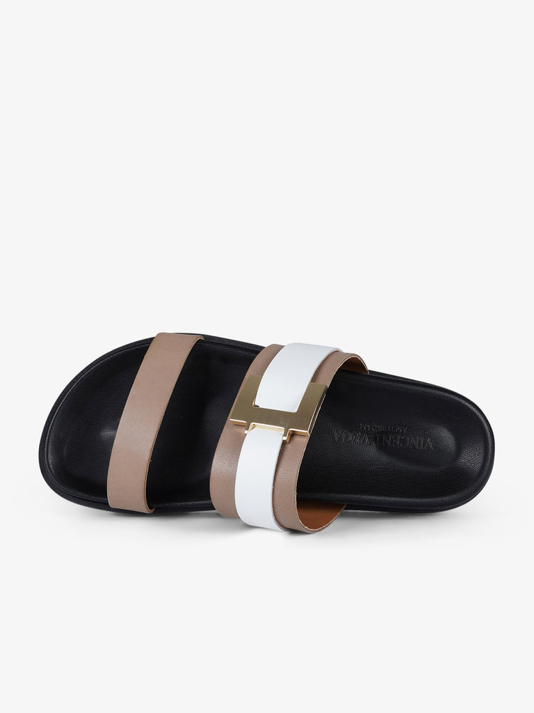 VINCENT VEGA sandali bassi donna fb-aik pelle beige