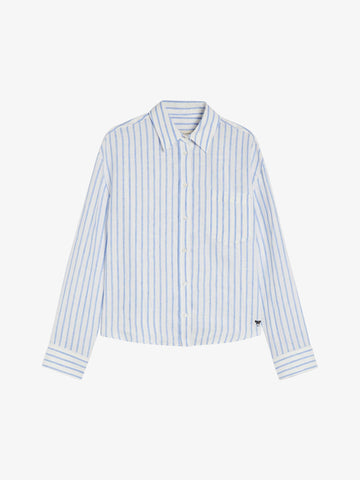 WEEKEND MAXMARA camicia a righe donna azzurro lino