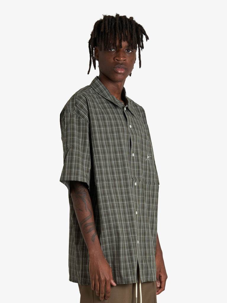XLARGE camicie embroidered plaid uomo verde cotone
