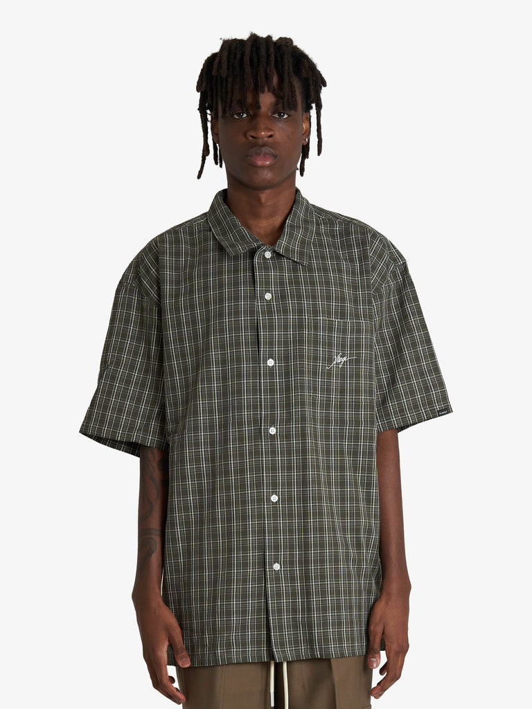 XLARGE camicie embroidered plaid uomo verde cotone