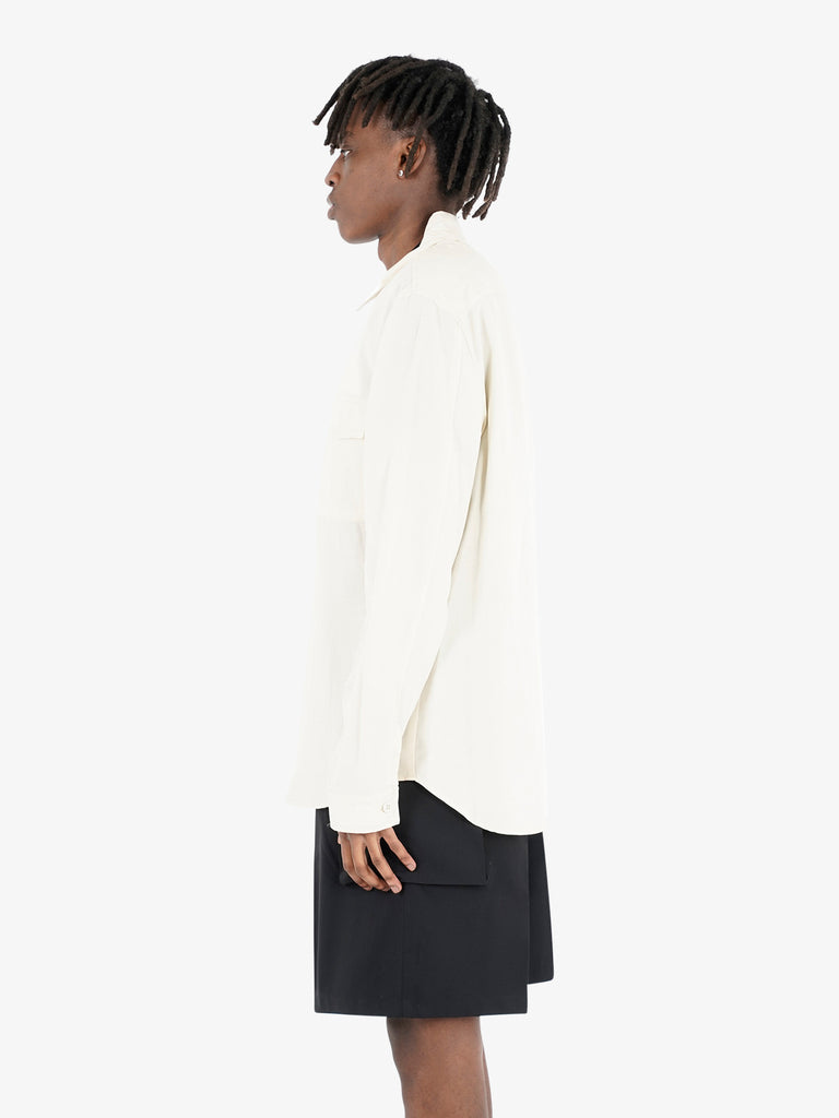 YES LONDON camicie taschino doppio uomo panna tencel