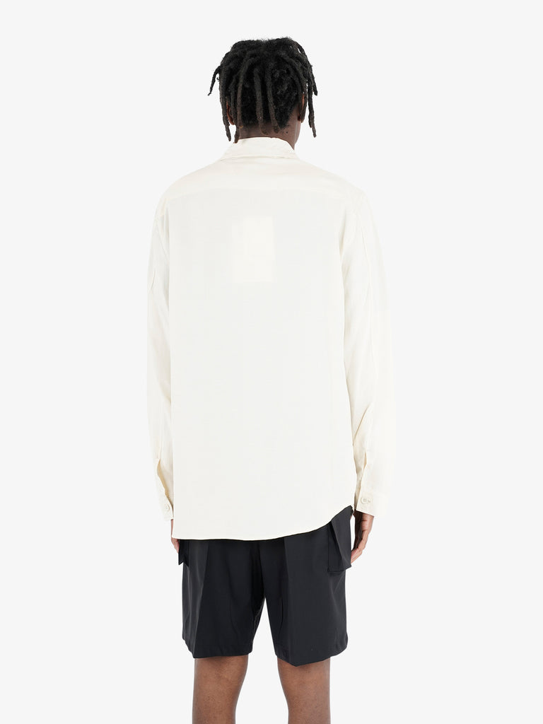 YES LONDON camicie taschino doppio uomo panna tencel