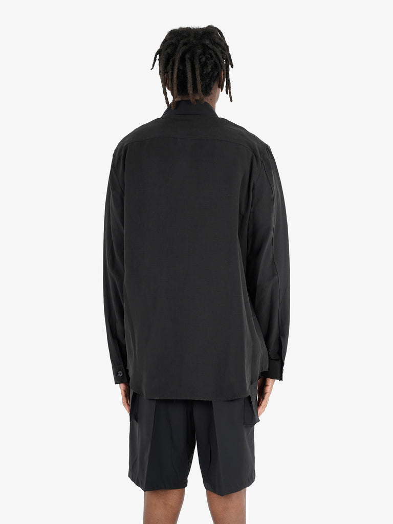 YES LONDON camicie taschino doppio uomo nero tencel