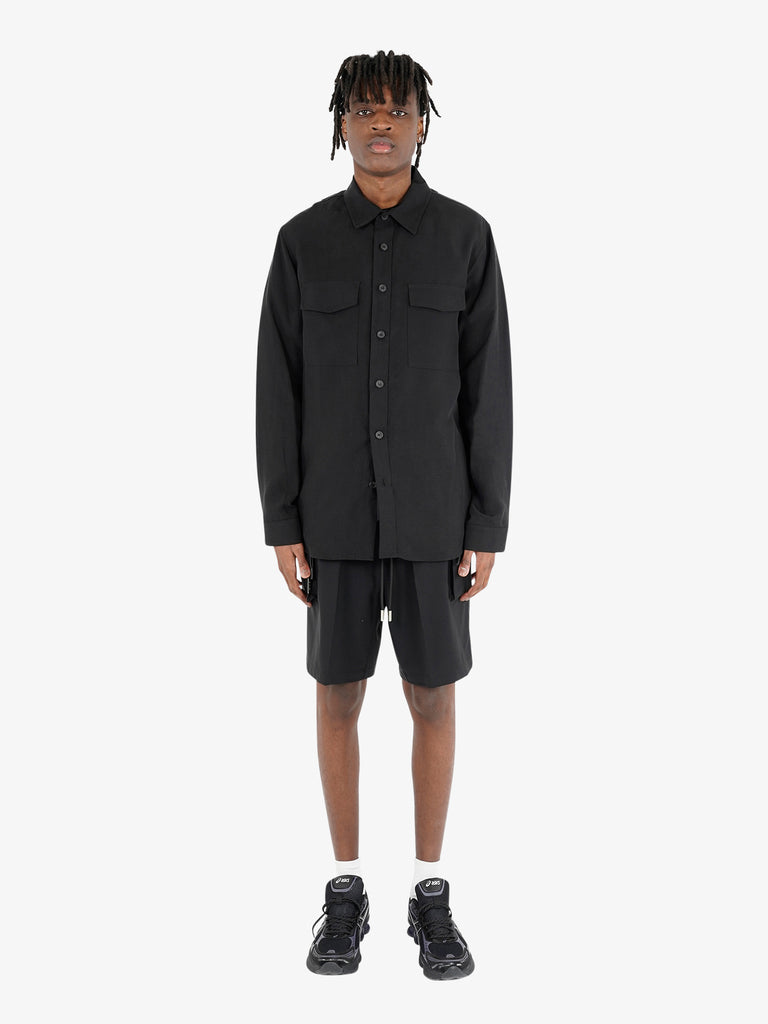 YES LONDON camicie taschino doppio uomo nero tencel