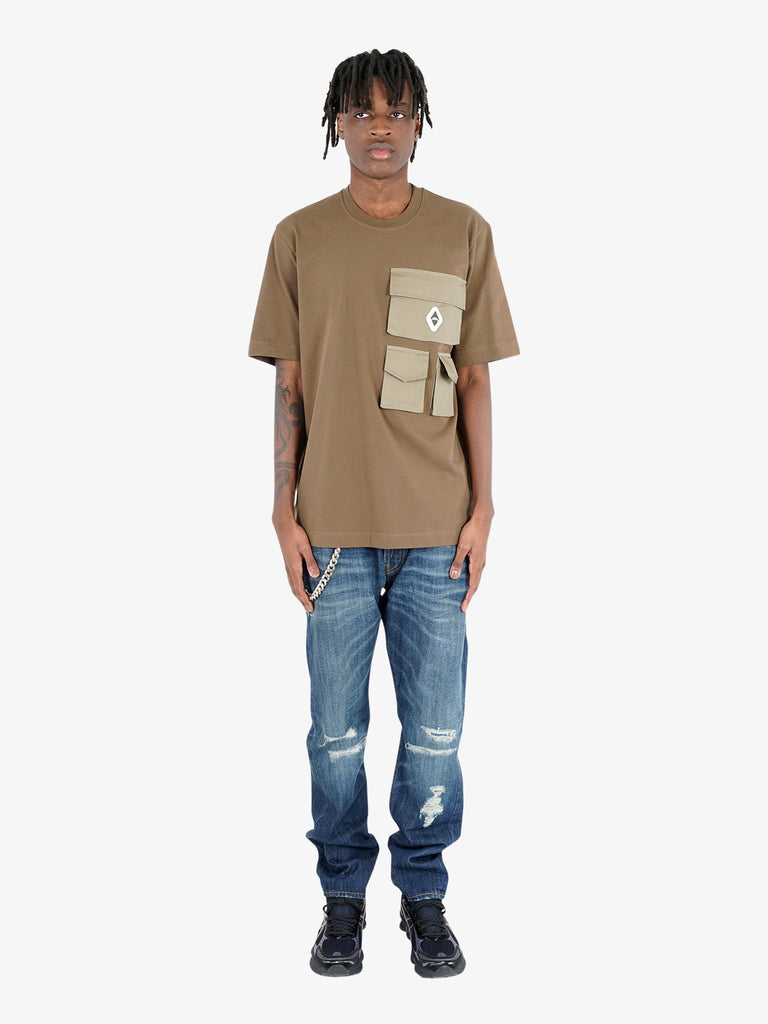 YES LONDON t-shirt multitasche uomo beige cotone