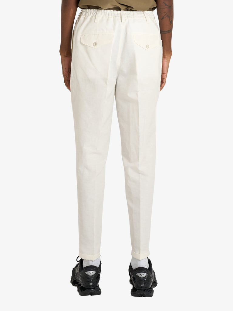 YES LONDON pantaloni uomo bianco lino vita normale