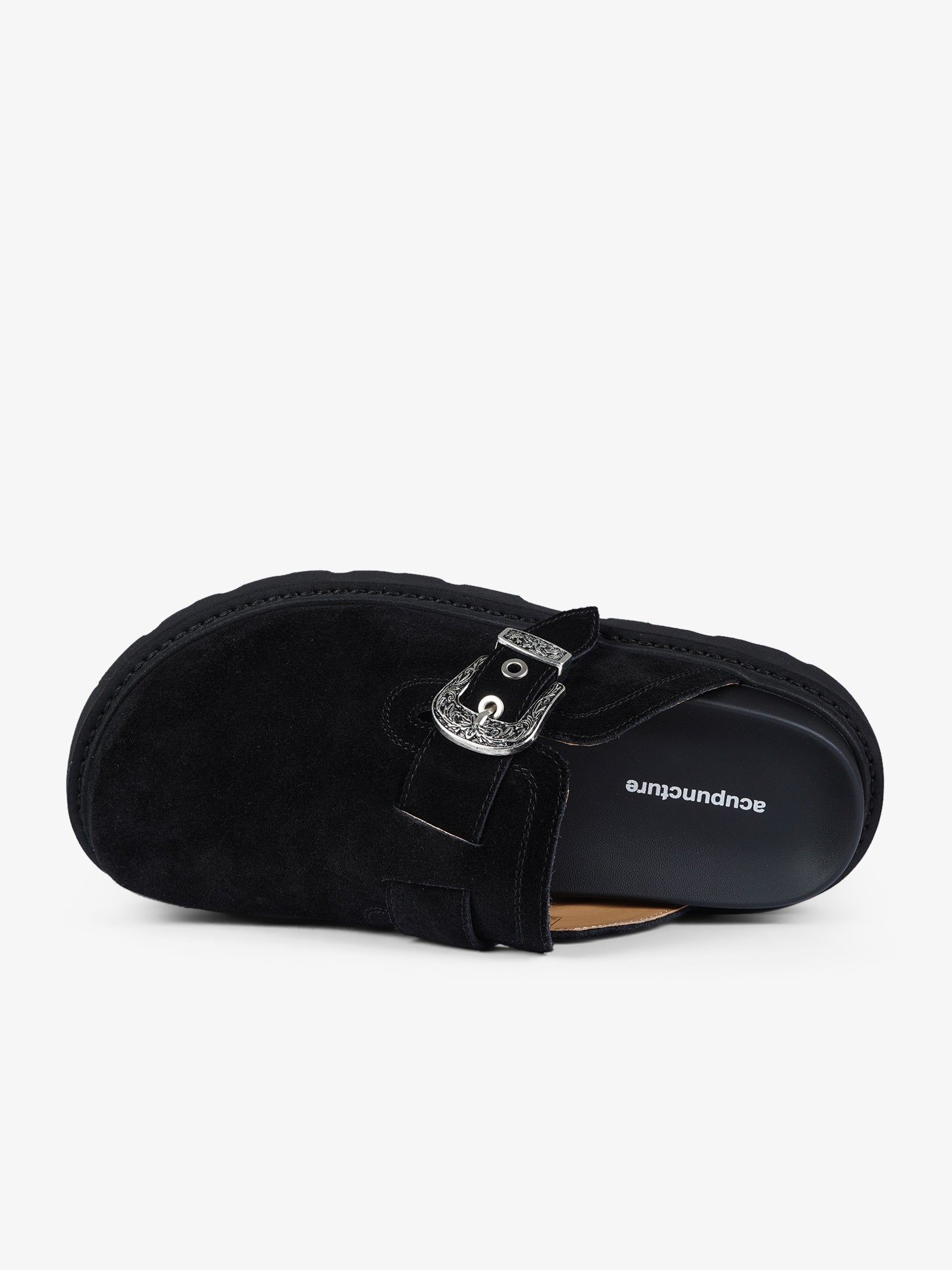 ACUPUNCTURE unisex nyu texas mule black leather slippers