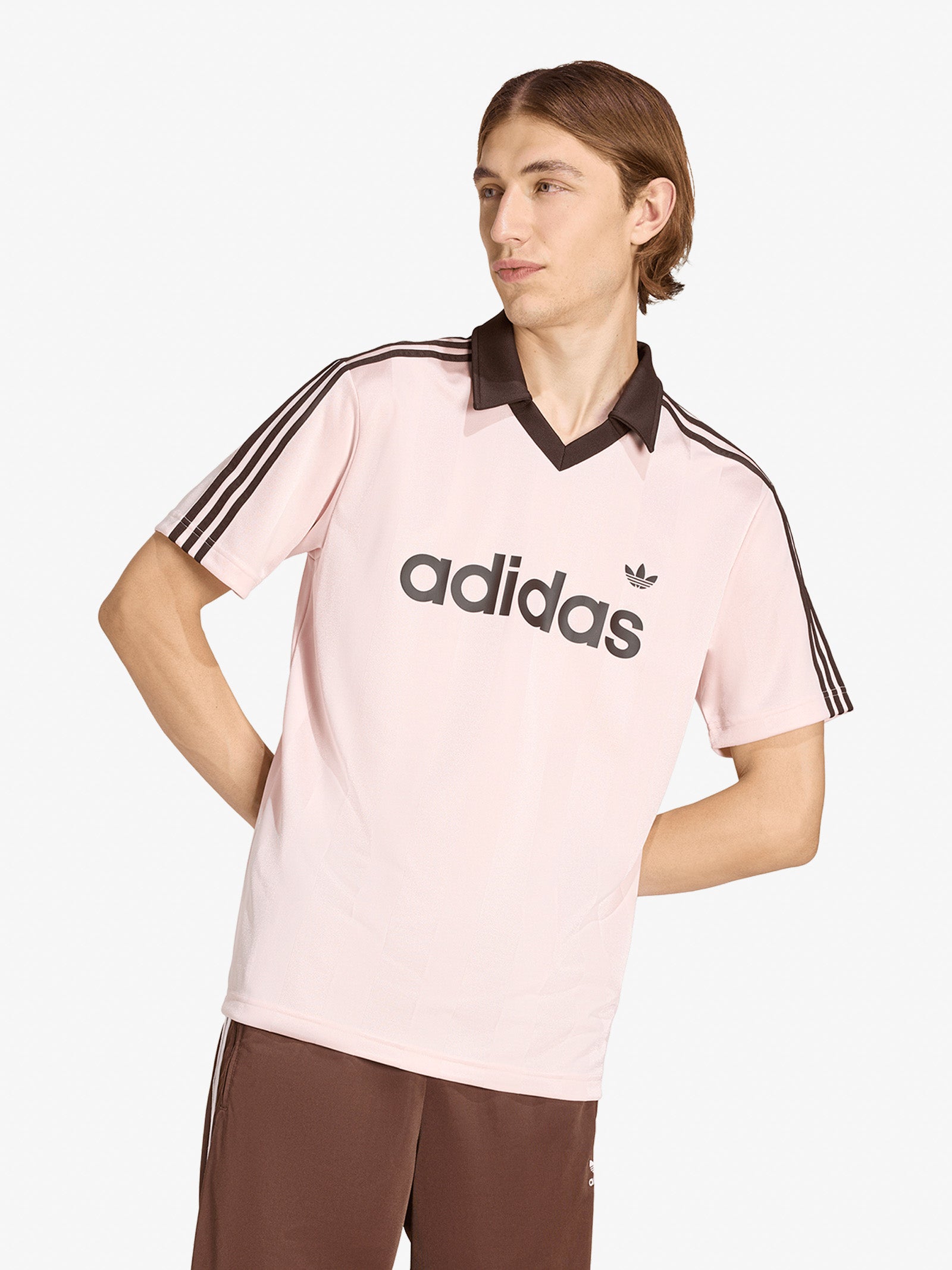 ADIDAS archive collar engineered men's pink t-shirt