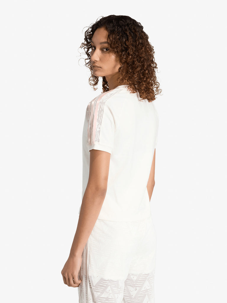 ADIDAS white cotton women's lace cali t-shirt