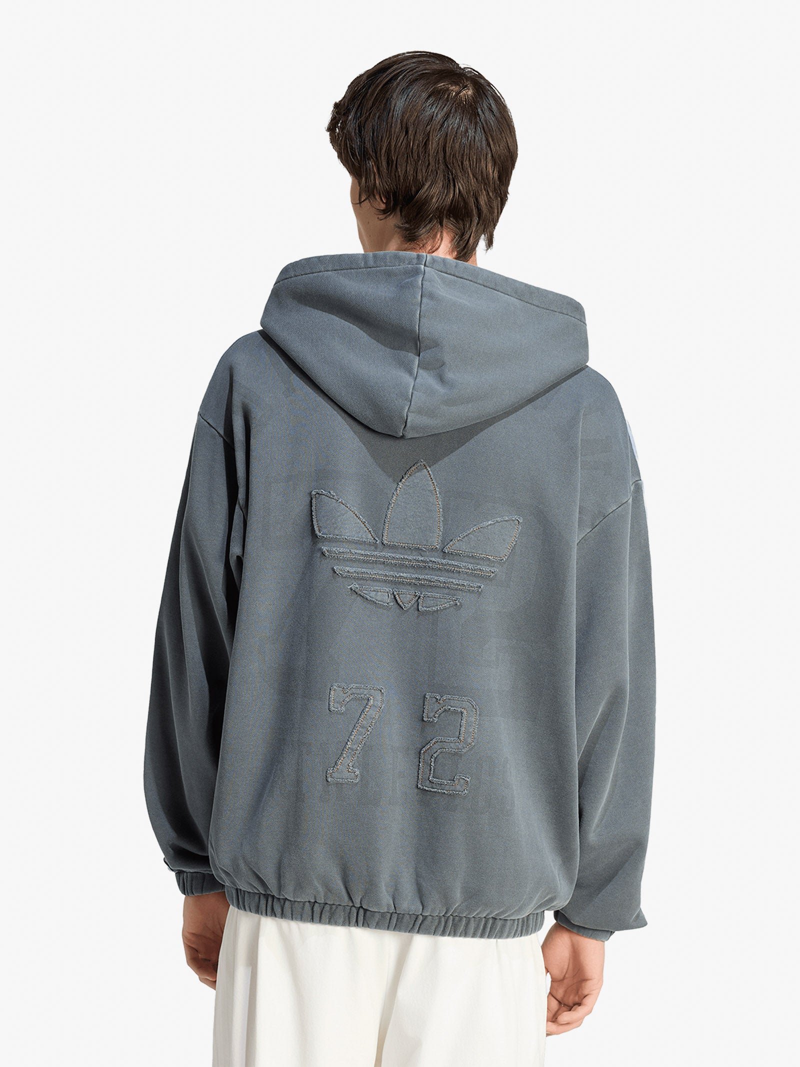 ADIDAS originals washed graphics zip-thru hoodie gray man