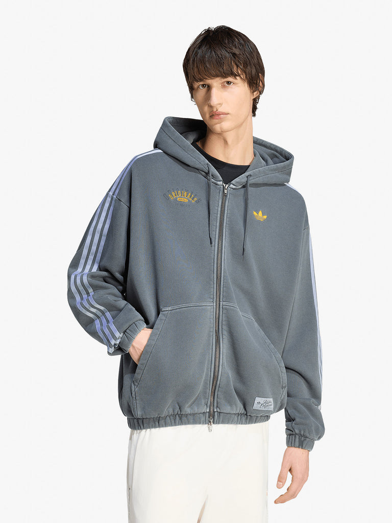 ADIDAS originals washed graphics zip-thru hoodie gray man