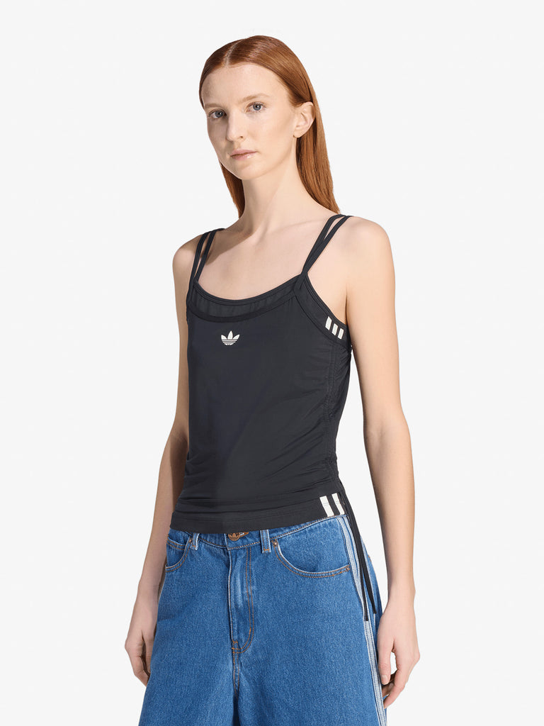 トップス PERVERZE 24SS Off Strap Layered Tank Top ADIDAS black cotton women's double layered top
