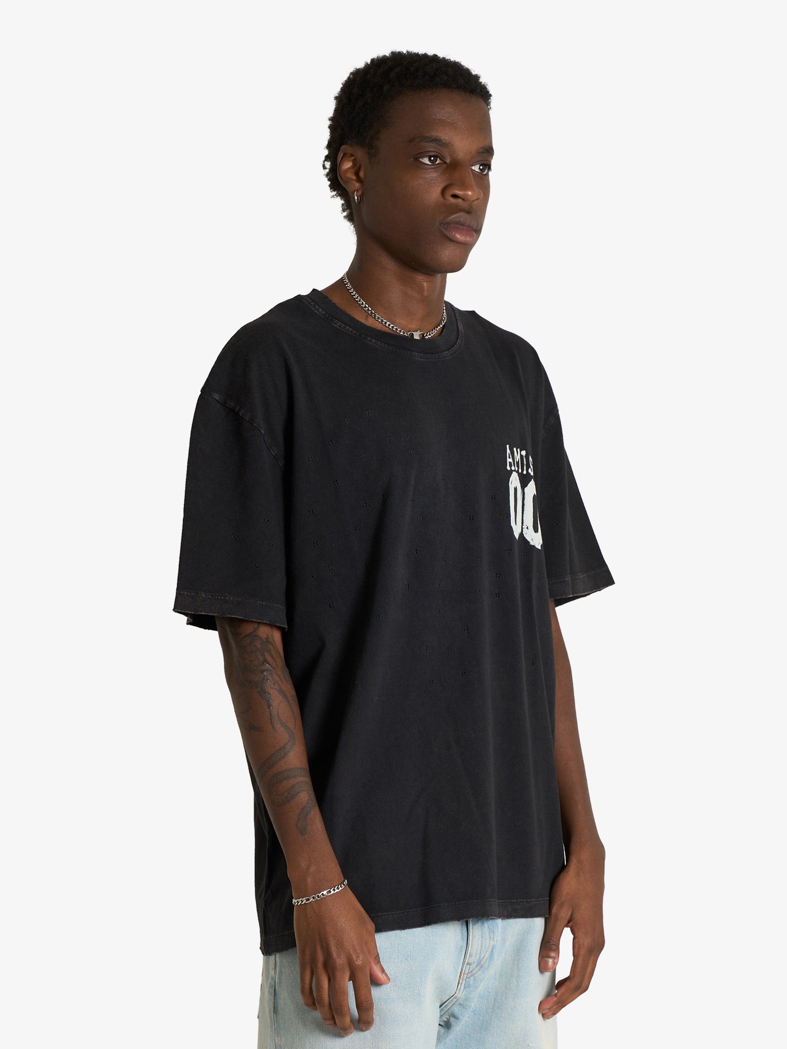 AMISH long hair marble broken man black t-shirt