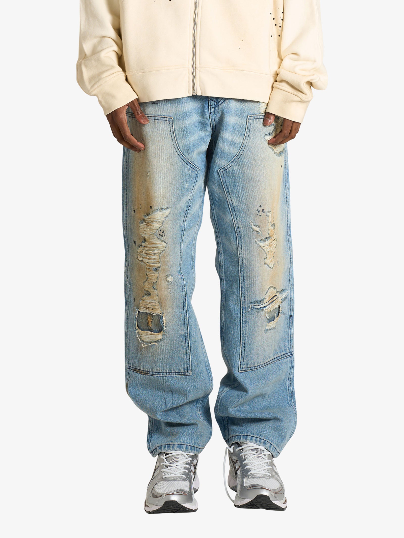EVISU 7-pocket logo seagull embroidery jeans #2030 men's blue
