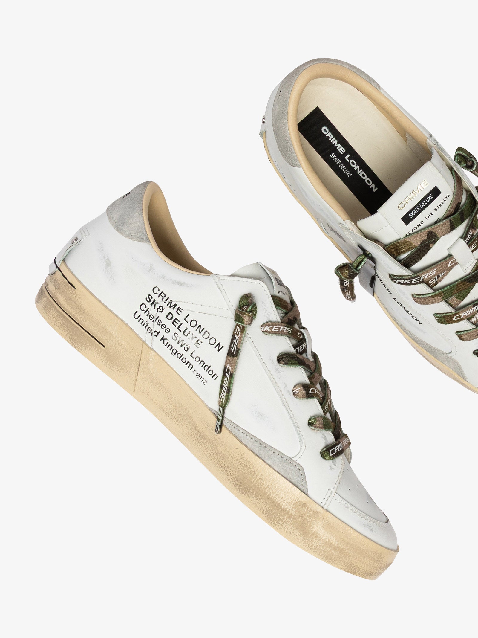 CRIME LONDON sneakers man sk8 deluxe urban camo 19108pp8 white leather