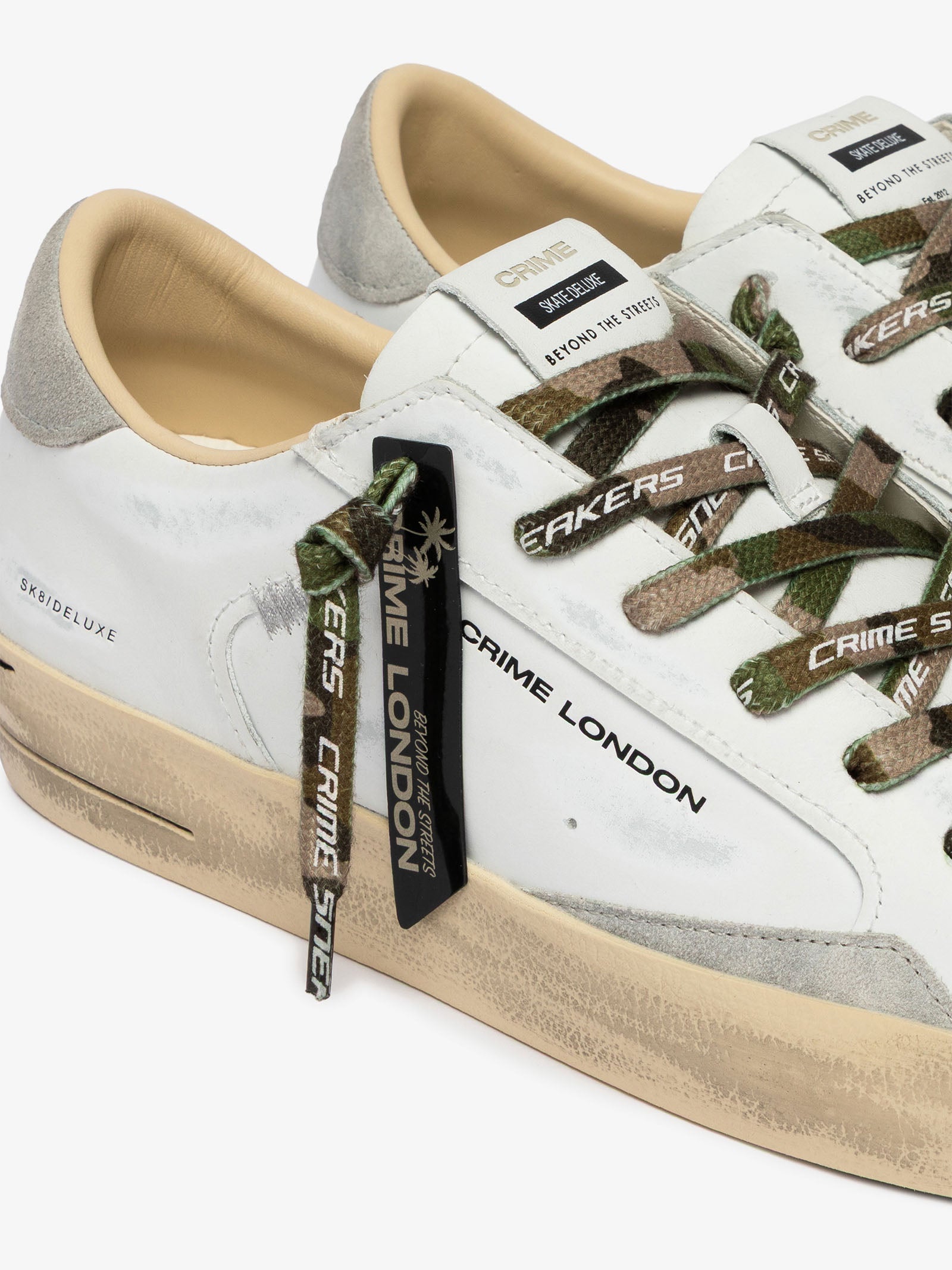 CRIME LONDON sneakers man sk8 deluxe urban camo 19108pp8 white leather