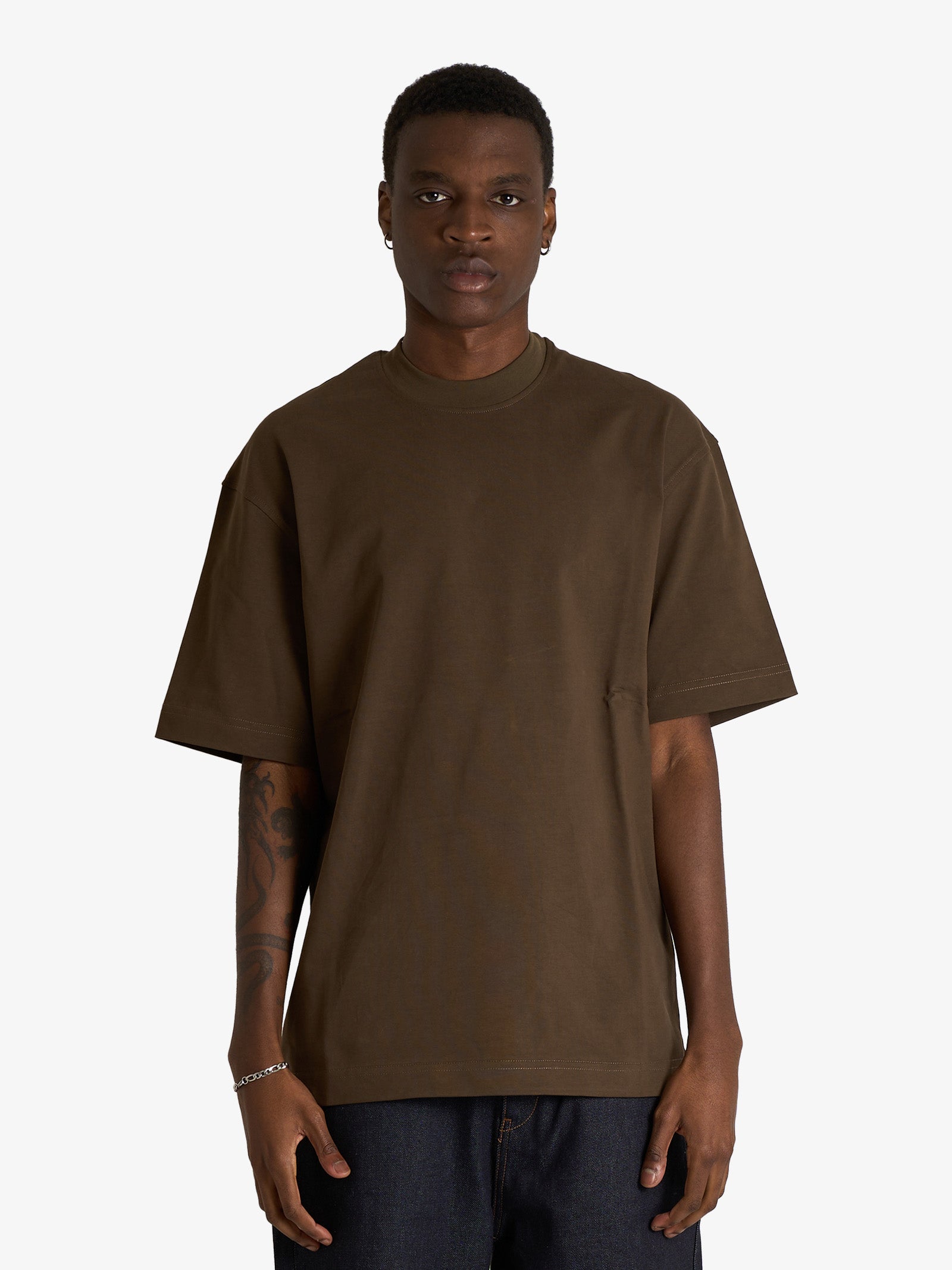 DARK LABEL brown cotton men's oversized t-shirt