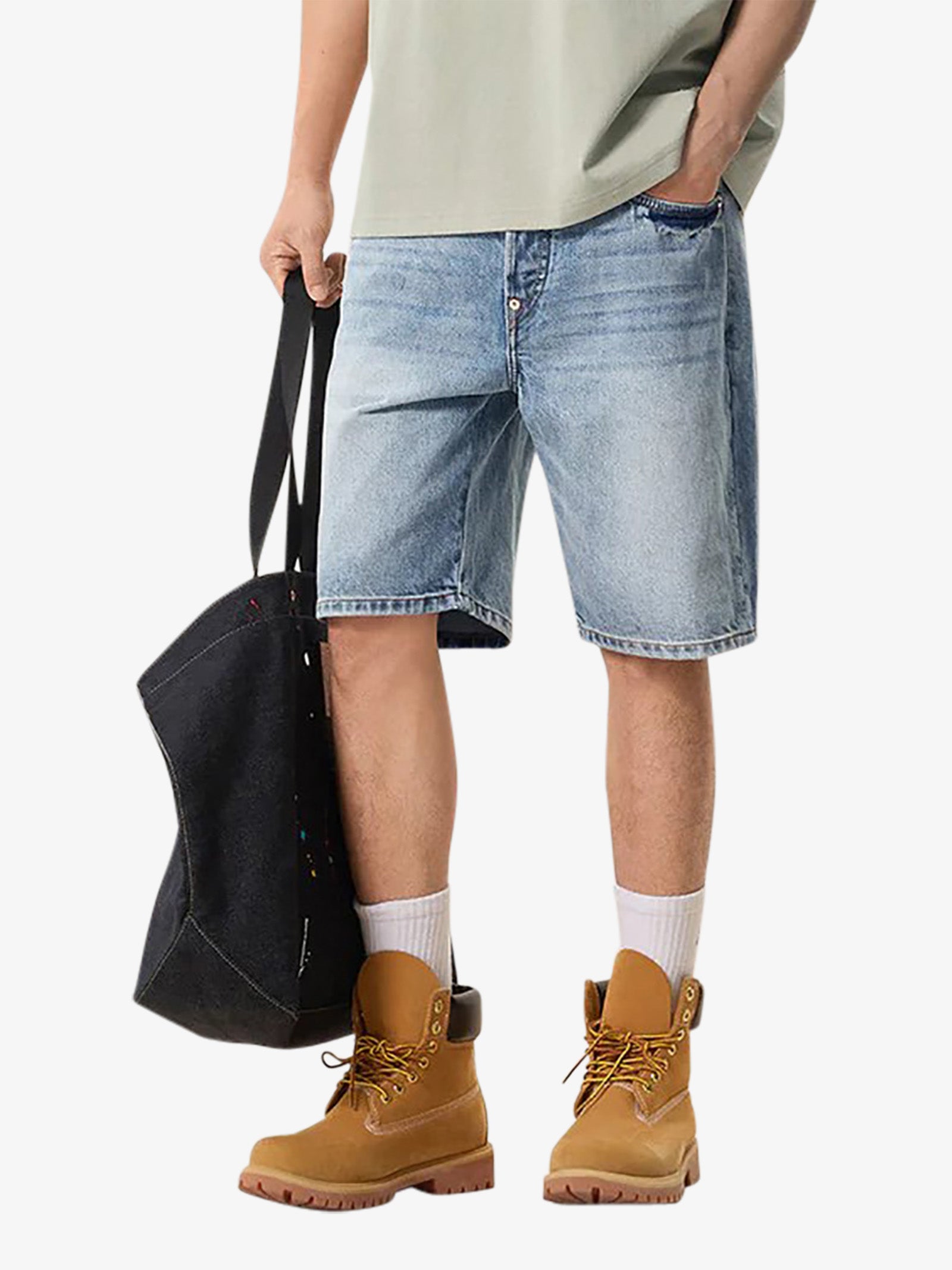 EVISU daicock spray dye denim men's shorts
