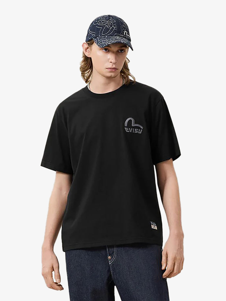 EVISU monochrome seagull embroidery t-shirt black man
